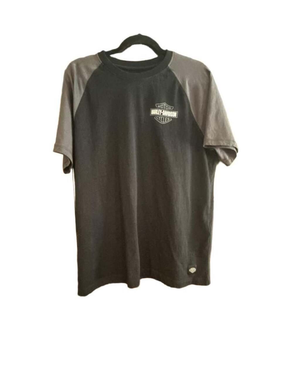 Harley-Davidson T-Shirt Size L Black Gray Raglan Short Sleeve